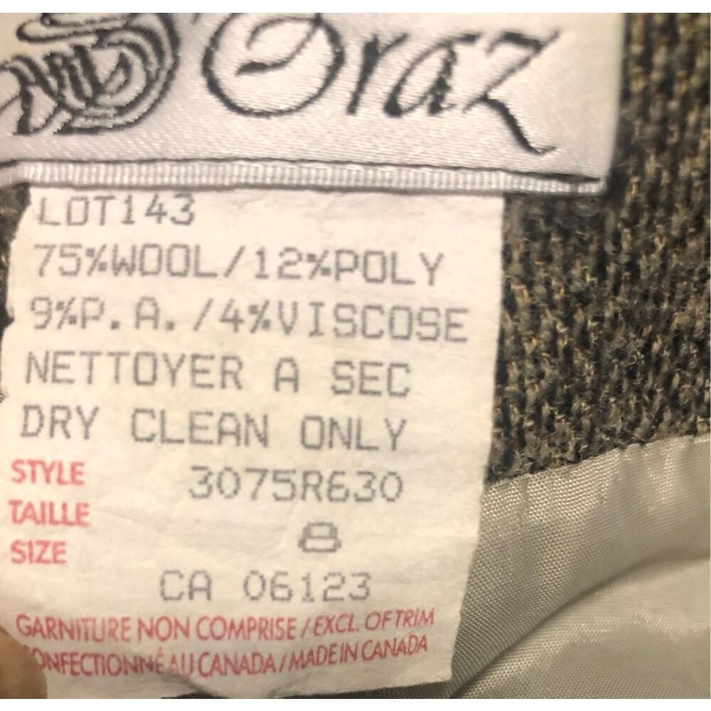 Vintage Oraz tweed wool front slit pencil skit with belt loops and hidden back z - Picture 11 of 11